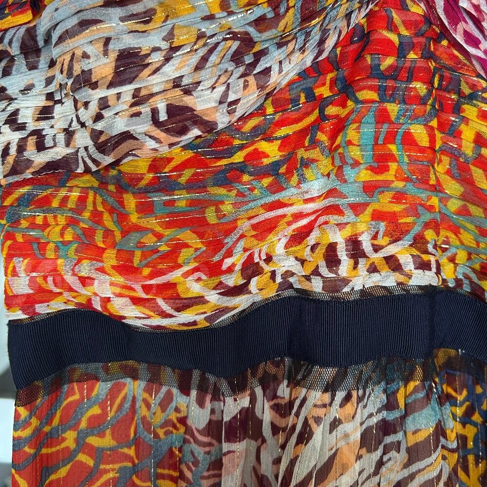 BCBGMaxAzria Inga One-Shoulder Halter Silk Maxi Dress in Begonia Multi Size 8 - Picture 6 of 16